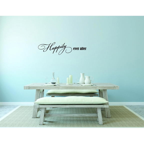Custom Wall Decal Sticker : Happily Ever After Quote Home Decor 8x20"