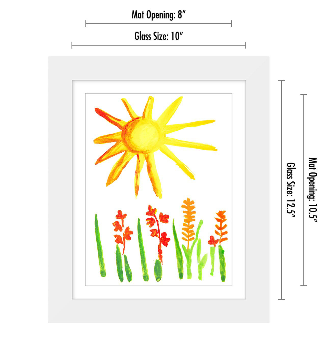 Americanflat 10x12.5 Kids Art Frame with Mat for 8.5x11, White, 2 Pack