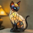 thumbnail image 2 of Stained Glass Cat Table Lamp - Resin Shaped Night Light, Handmade Decor for Home, Bedroom, Living Room, 2 of 4