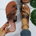 thumbnail image 4 of Funicet Slides for Women Casual Flat Sandals Retro Beach Style Sandals and Slippers Large Size Women's Shoes Coffee 39, 4 of 5