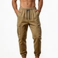 thumbnail image 5 of JUUYY Mens Cargo Pants Drawstring Elastic Waist Casual Athletic Jogger Pants Multi Pocket Loose Lightweight Outdoor Hiking Pants Khaki M, 5 of 5