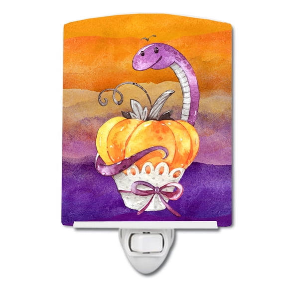 Caroline's Treasures BB7465CNL Halloween Pumpkin Snake Ceramic Night Light, 6x4x3", multicolor