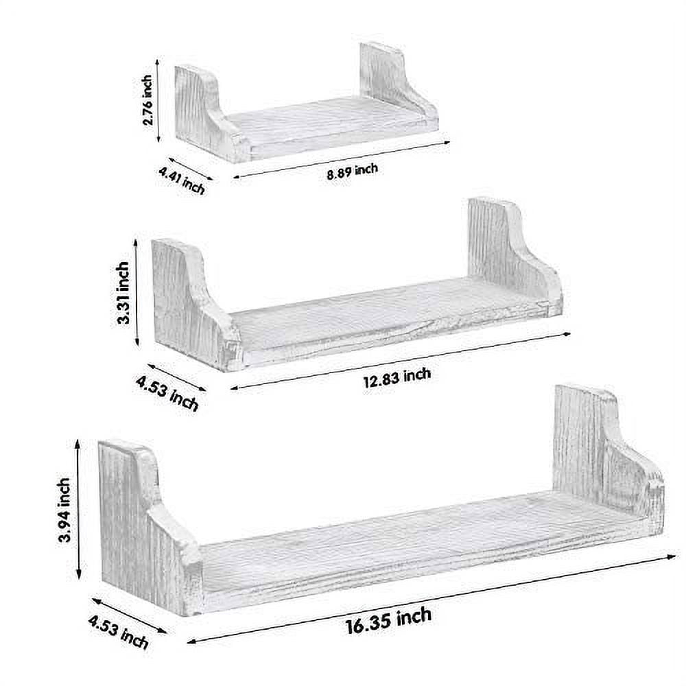 NEX Floating Wall Shelves Metal Brackets Wall Mounted Rustic Wood Shelves Set of 3 Pale Gray (NX-HK87-39)