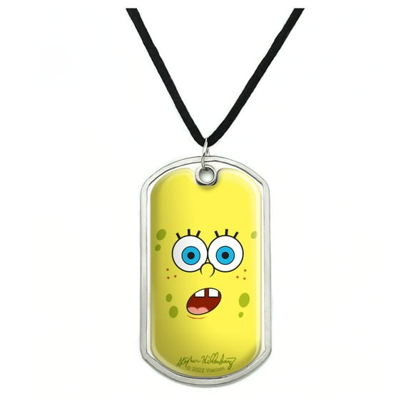 SpongeBob Surprise Face Military Dog Tag Pendant Necklace with Cord