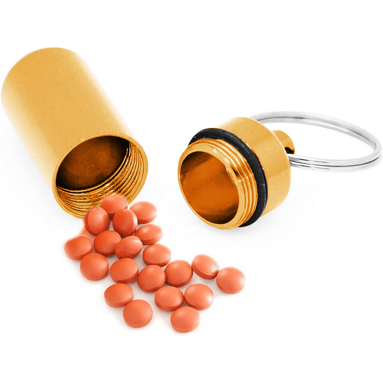 Keychain Pill Holder, Aluminum Waterproof Portable Small Travel