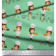 thumbnail image 2 of Soimoi Rayon Crepe Fabric Cook Girl Printed Fabric 1 Yard 46 Inch Wide, 2 of 3