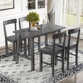 thumbnail image 1 of 5 Piece Dining Table Set, Wood Kitchen Table Set with Table and 4 Chairs, Gray, 1 of 9