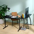 thumbnail image 1 of L Shaped Corner Gaming Desk Computer Desk with Cable Management Matte Black, 1 of 9