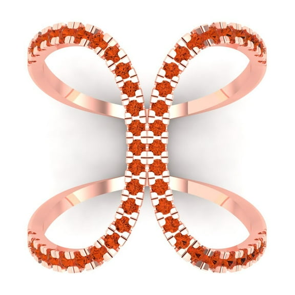 0.5 ctw Statement Anniversary Ring for Women | Round Cut Simulated Red Diamond | Hyperallergenic Solid 14K Rose Gold