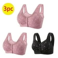 thumbnail image 2 of Nrmvnmi Summer Saving 3PC Bras for Older Women, 2024 Breathable Front Close Button Cotton Bras, Full Support Wide Back No Underwire Bra For Moms Gifts, 2 of 5