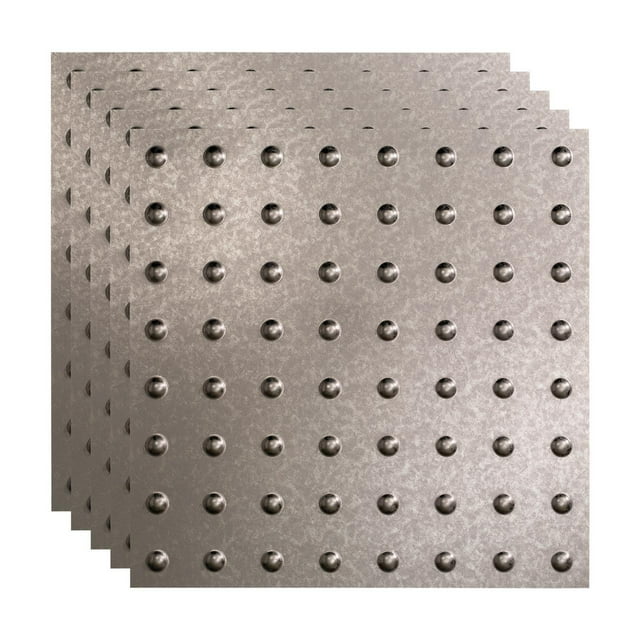 FASÄDE Dome Decorative Vinyl 2ft x 2ft Lay in Ceiling Panel in Galvanized Steel (5 Pack)