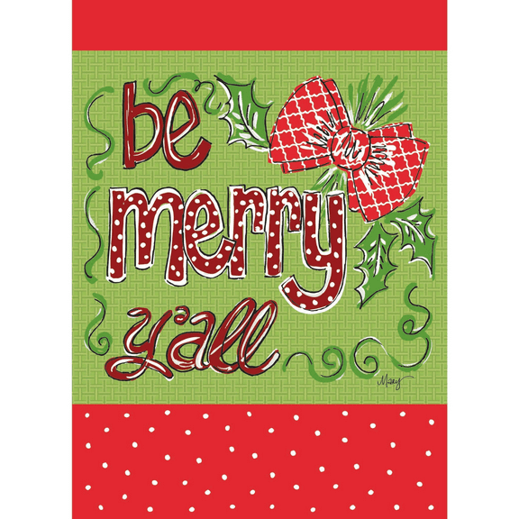 Magnolia Gardens M001066 29 x 42 in. Double Applique Be Merry Y All Polyester Garden Flag - Large