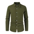 thumbnail image 1 of Men's Loose Cotton Linen Solid Color Lapel Long Sleeve Casual Cotton Linen Shirt Top XL, 1 of 3