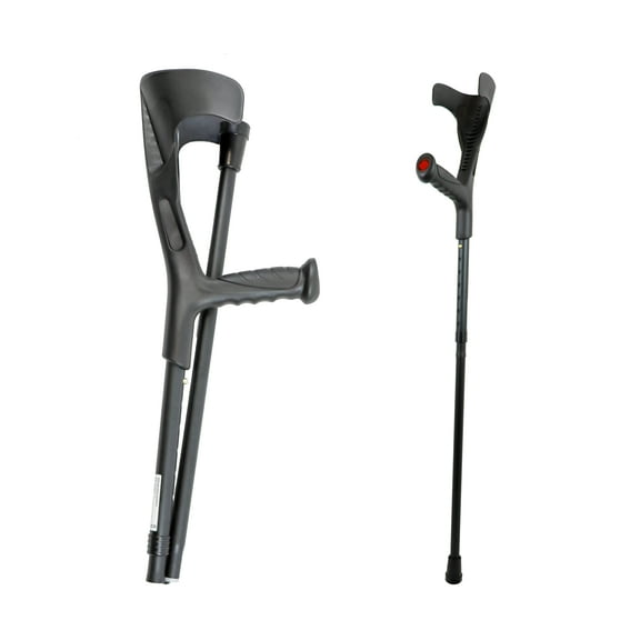 PEPE - Folding Crutches (x2 Units, Open Cuff), Forearm Crutches for Adults, Black.