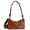 Brown, variant on PU Leather Tote Bag for Women Trendy Hobo Crossbody Purse Lightweight Knotted Shoulder Bag Handbag for Daily Work Travel with Adjustable Strap - Black