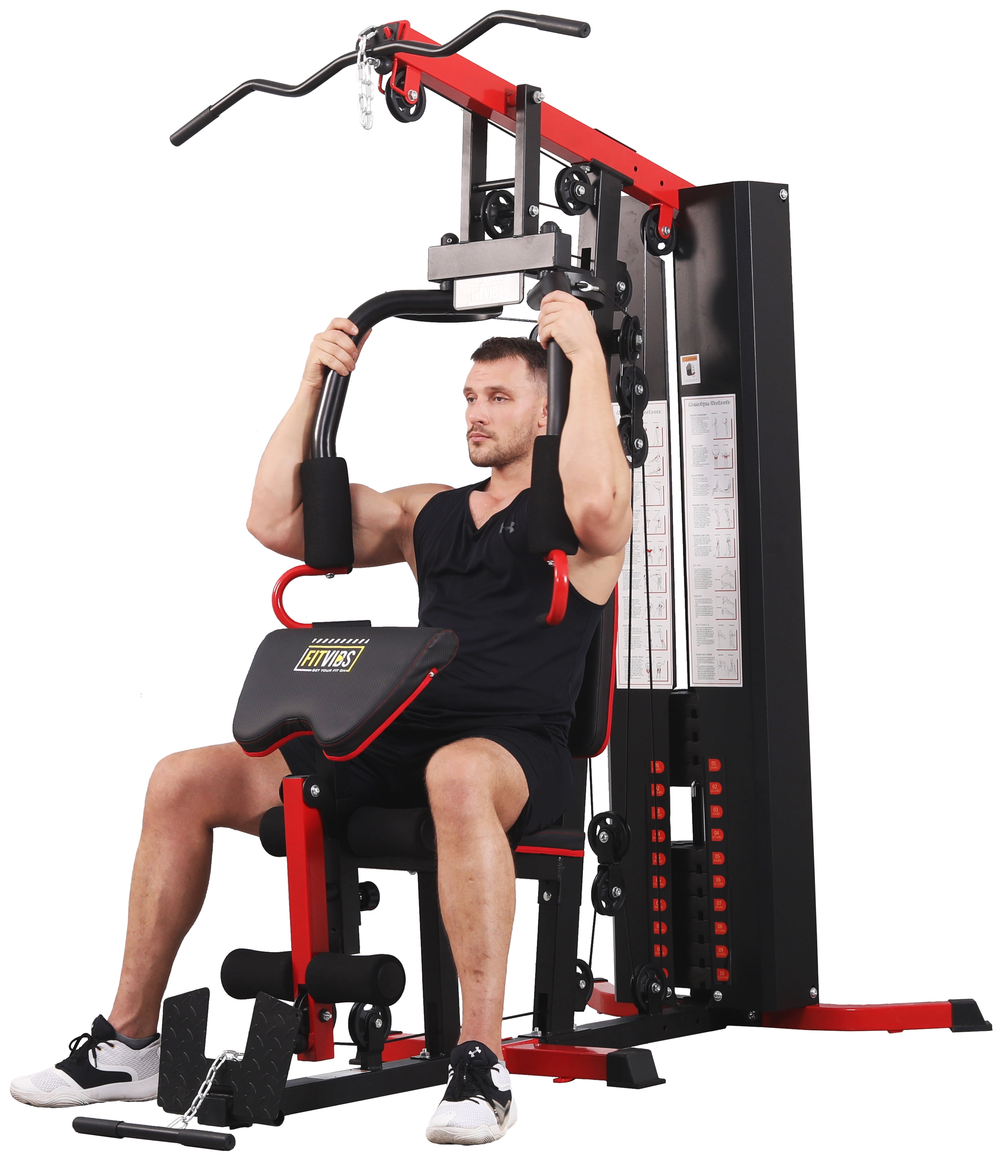 Fitvids LX750 Home Gym System Workout Station with 330 Lbs of Resistance, 122.5 Lbs Weight Stack