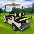 thumbnail image 6 of 10L0L Golf Cart Front + Rear Seat Cover Set for EZGO TXT RXV & Club Car DS 4 Passenger Models,Breathable Washable Polyester Mesh Cloth Seat Cover-Black Beige (S+XS), 6 of 7