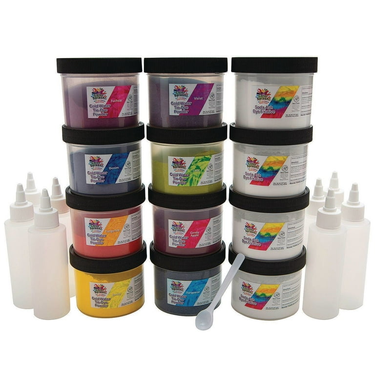 S&S Worldwide Color Splash! Cold Water Tie Dye, 8 Colors Dye Powder + Soda  Ash, 8oz Jars, Applicator Bottles, Measure Scoop, Just Add Water, For  Groups, Tie-Dye, Batik, Ice Dye, Non-Toxic, 12