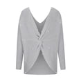 thumbnail image 3 of JUNWELL BLVB Women‘s Trendy Pullover Sweaters Casual Long Sleeve V Neck Knot Back Ribbed Knit 2024 Fall Sweater Jumper Tops, 3 of 6