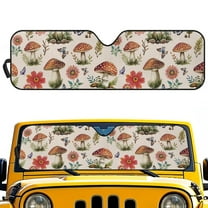 Uorisanigo Windshield Sun Shade Compatible with Jeep Wrangler TJ JK JKU 1996-2018 Car Sunshade Sun Visor Protector UV Ray Reflector Keep Your Vehicle Cool, Flower Mushroom