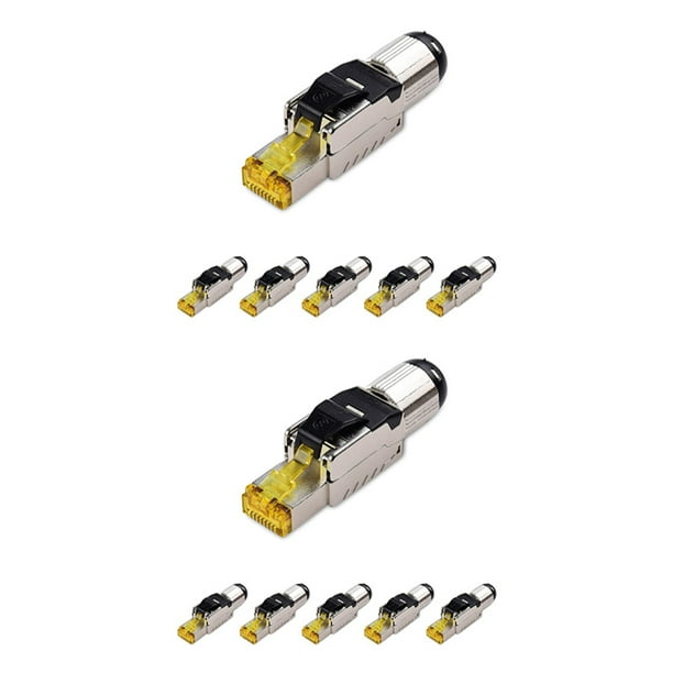 12Pack Tool Free Shielded RJ45 Cat 8, Cat8 Field Termination Plug