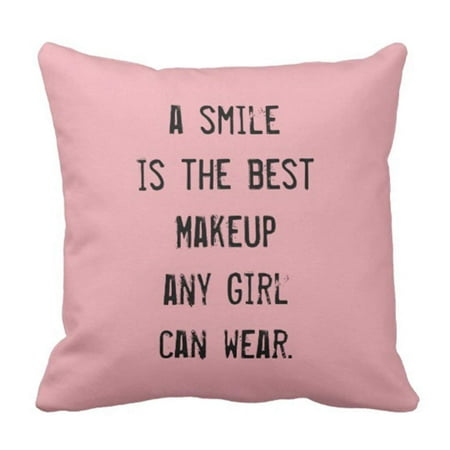 ARTJIA A Smile Is the Best Makeup Any Girl Can Wear Pillowcase Throw Pillow Cover 20x20