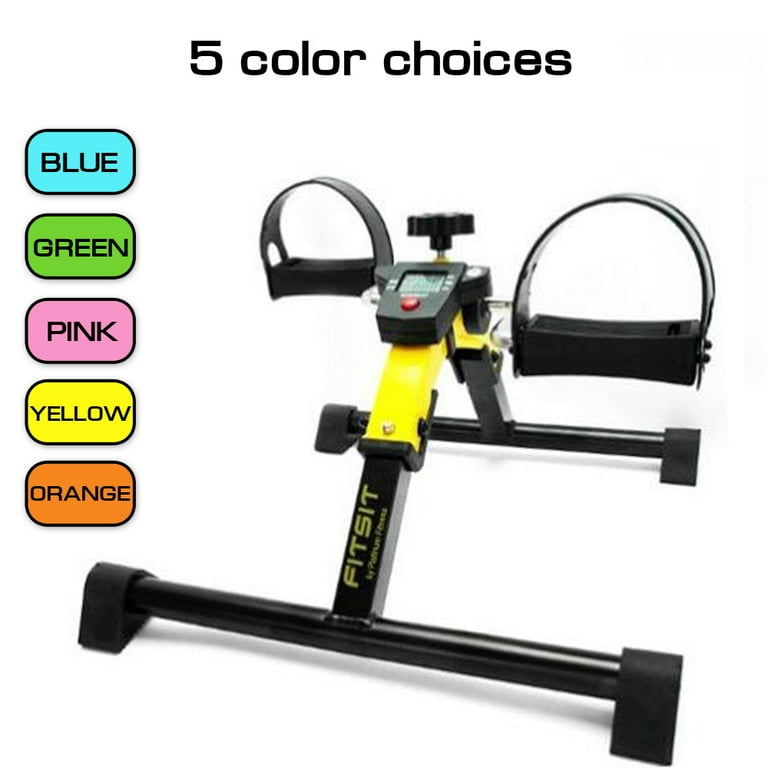 FitSit Deluxe Folding Pedal Exerciser for Arms Legs Electronic Display Adjustable Resistance Pedaler Anchor Strap