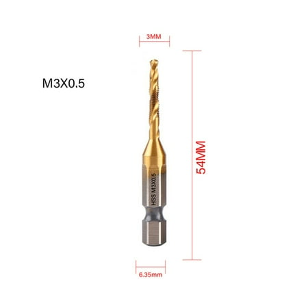 

Titanium Plated Tap Drill Bit Hex Shank Threaded Machine Compound Tap M3-M10