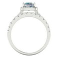thumbnail image 4 of Clara Pucci 14K White Gold 1.56 Synthetic Blue Moissanite Engraveable Engagement Ring + Wedding Band Set, 4 of 7
