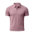 thumbnail image 7 of Men Geometric Embossed Polo Shirt, Cooling Breathable Short Sleeve Lapel Collar 3 Button Business Casual Summer Top Size 3XL Pink, 7 of 7
