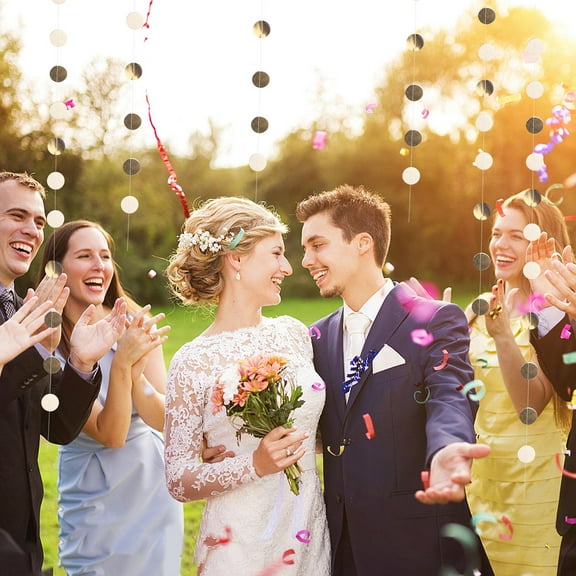 SASABAXI Golden Circle Dots Paper Garland 1Set for Wedding and Birthday Background Wall Decorations