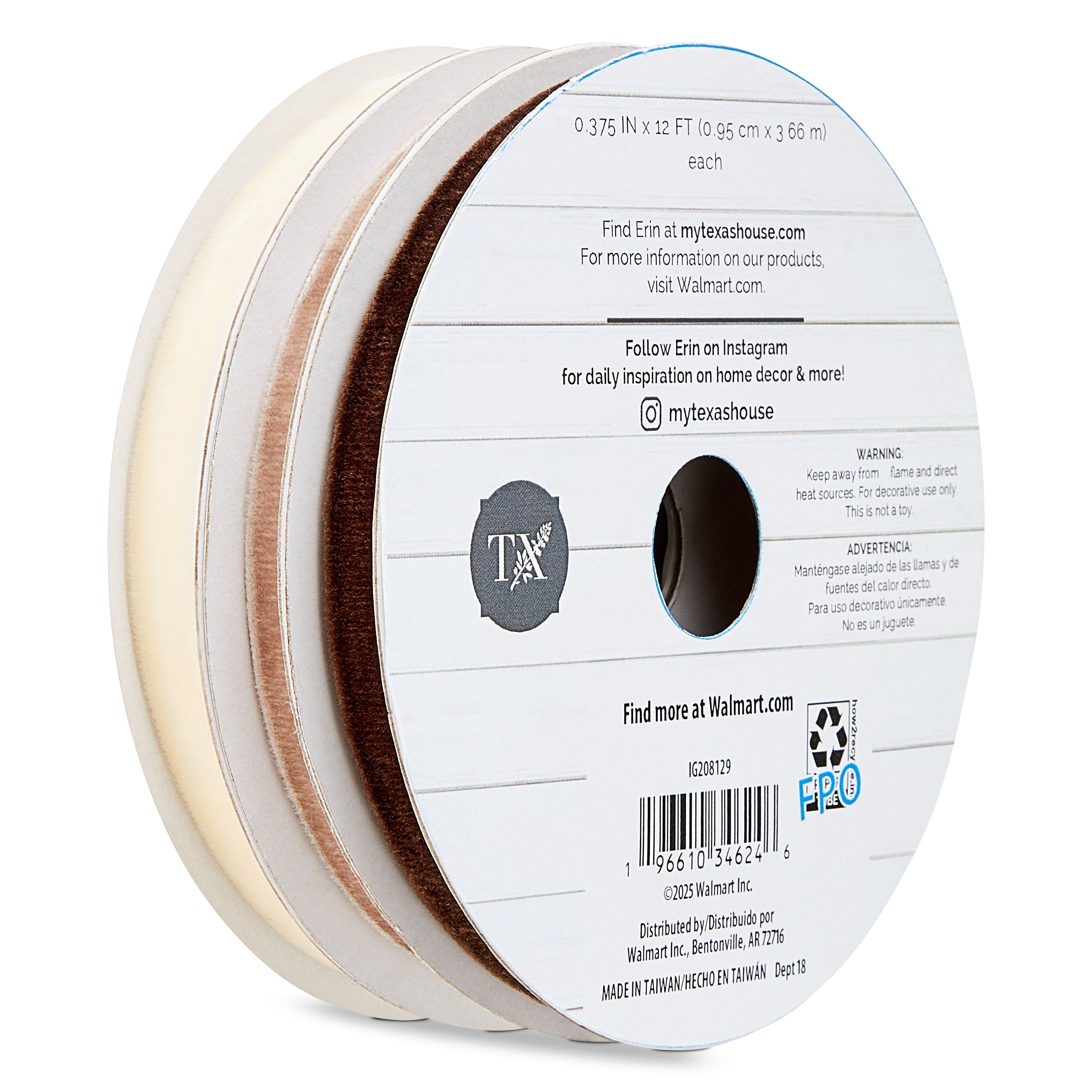 Ivory, Tan, and Beige Christmas Ribbons, 12', 3 Pack, by My Texas House