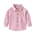 thumbnail image 2 of KYAIGUO Boys Shirt for Kids Toddler Long Sleeve Button Down Jacket Cardigan Spring Autumn Solid Color Baby Shirt Coat Tops for 2-7Years, 2 of 6