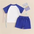 thumbnail image 4 of EnJoCho Boys' Color Matching Short Sleeved Shorts Suit USA Printing Casual Two Piece Suit Pure Cotton Comfortable Casual Sports Toddler Boy Patriotic Red White Blue Short Sets for July 4th, 4 of 8