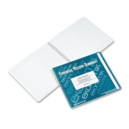 Ekonomik Wirebound Check Register Accounting System, 8 3/4 x 10, 40-Page Book -EKOR