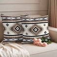 thumbnail image 2 of Brown Boho Outdoor Waterproof Pillow Covers, Southwestern Ethnic Aztec Retro Geometric Decorative Square Throw Pillowcase Sofa Cushion Sham for Patio/Couch/Chair, 20"x20" 2 Pack, 2 of 8