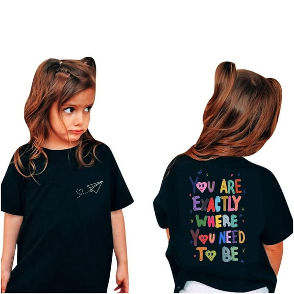Nrmvnmi Kids Summer Casual T-Shirt Round Neck Short Sleeve Letter Print Blouse Loose Tee Tops For 4-16 Years Boys And Girls