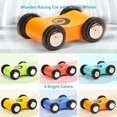 thumbnail image 3 of Pista de coche para niños pequeños oso de fresa juguetes educativos 6 coches de madera, 3 of 4