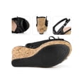 thumbnail image 2 of BLISSFUL STEP Platform Heels Lace Bow Slingback Wedge Sandals for Women Black 9, 2 of 6
