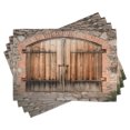 thumbnail image 1 of Ambesonne Wooden Place Mats Set of 4, Tuscany Stone House, Standard Size, Brown Grey, 1 of 6