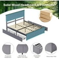 thumbnail image 3 of VanAcc Farmhouse Queen Size Bed Frame with Headboard and 4 Storage Drawers, Solid Wood Barn Door with Wood Slats, Heavy Duty, Noise-Free, Grayish Blue, 3 of 9