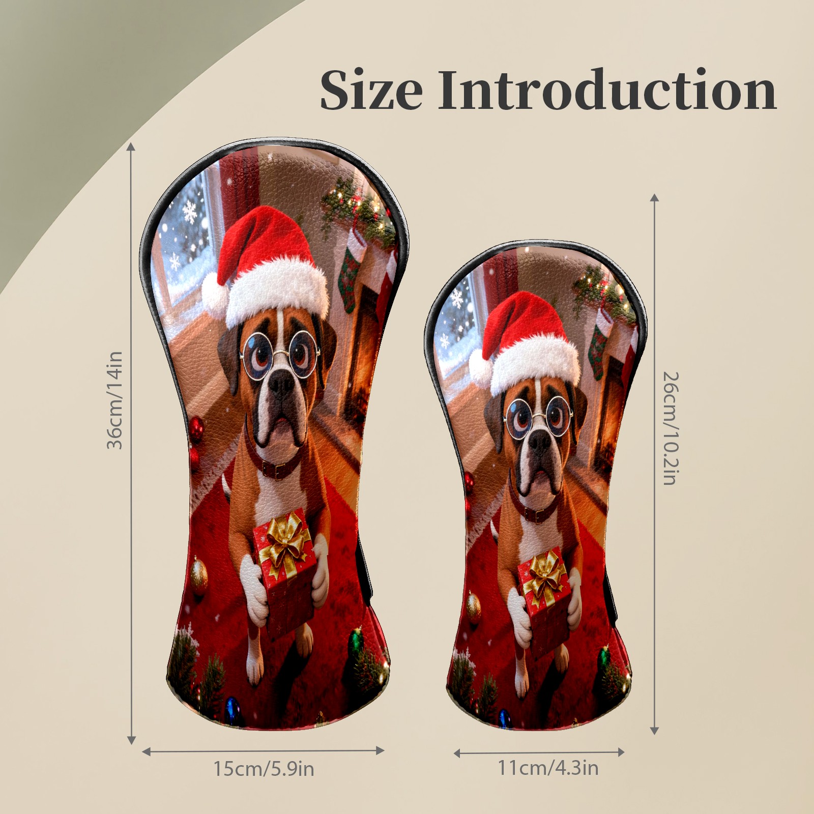 Golf Club Head Covers Christmas Dog Gift Pattern Waterproof Leather Golf Head Covers for Men Women Driver Head Cover Fairway Headcover for Golf Lovers