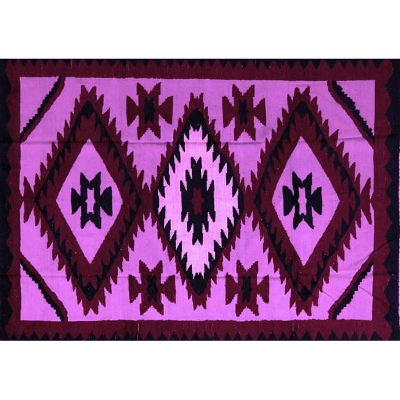 Ahgly Company Indoor Rectangle Abstract Purple Modern Area Rugs, 4' x 6'
