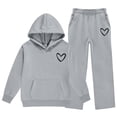 thumbnail image 5 of ITSAME Girls Fleece-Lined Hooded Sweatshirt and Wide Leg Pants Set 2-Piece Heart Print Casual Warm Outfit Size 11, 5 of 6