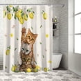thumbnail image 4 of Summer Tropical Lemon Shower Curtain, Farm Lovely Cats Shower Curtain Set with Hooks, Spring Summer Waterproof Fabric Shower Curtains for Bathroom Decor, 72x72 Inch Bath Curtain, 4 of 6