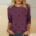 thumbnail image 2 of Ounisa 3/4 Length Sleeve Womens Tops Round Neck Loose Cute Spring Summer Tee Shirts Dressy Casual Print Blouses Tunic, 2 of 9