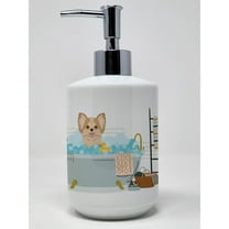 Longhaired Gold and White Chihuahua Ceramic Soap Dispenser