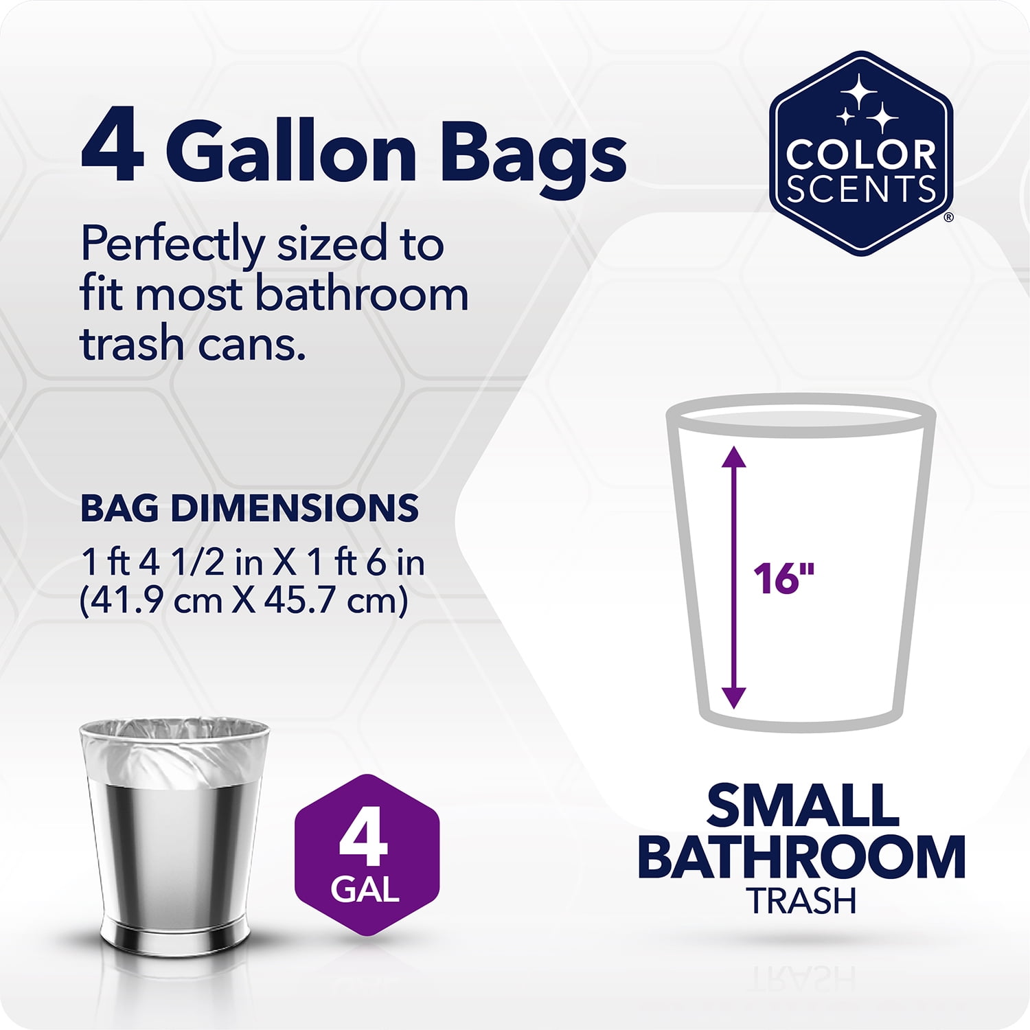 Color Scents Small Trash Bags, 4 Gallon, 80 Bags (Lavender Scent, Twist  Tie) 