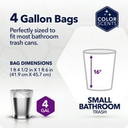 Color Scents 4 Gallon Bathroom Trash Bags Lavender Scent, Microban, Twist Tie, 80 Count