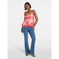thumbnail image 2 of No Boundaries Button Front Ruffle Lace Trim Cami Top, Women's XXS-XXL, 2 of 5